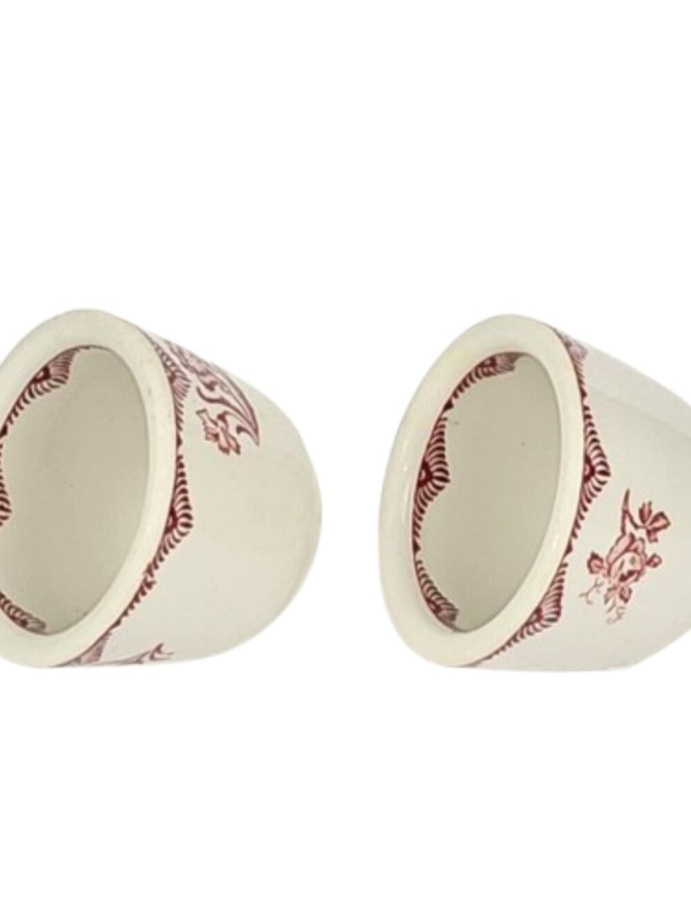 2 Vintage Town Sterling China Red Floral Vitrified Custard Cups Berry Sauce Bowl - Picture 4 of 6